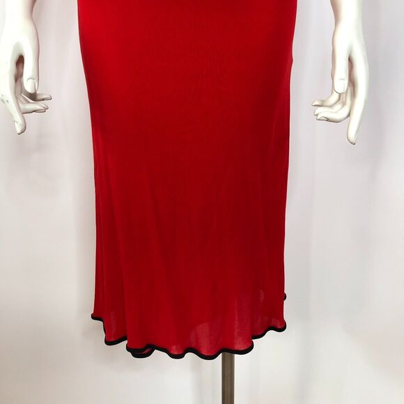 Yolanda Lorente 100% Silk Small A-Line Lined Dress Scallop Red PLS READ HRJ - Picture 2 of 16